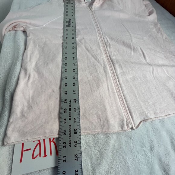 Hot Cotton By Marc Ware Womens Light Pink Hooded Zip-Up Jacket Large Lightweight - Picture 9 of 9